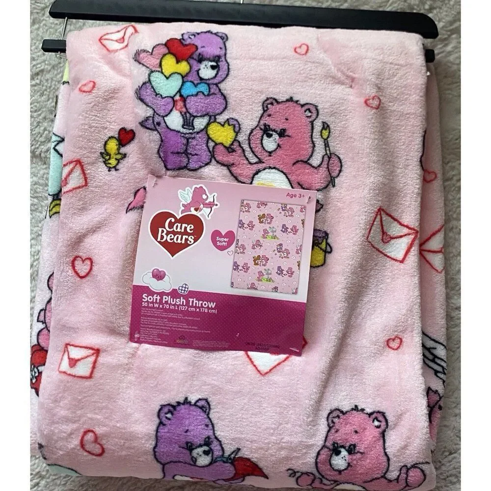 Care Bears Love A Lot Bear Throw Blanket 50 X 70”‎ Valentines Love Letters NEW